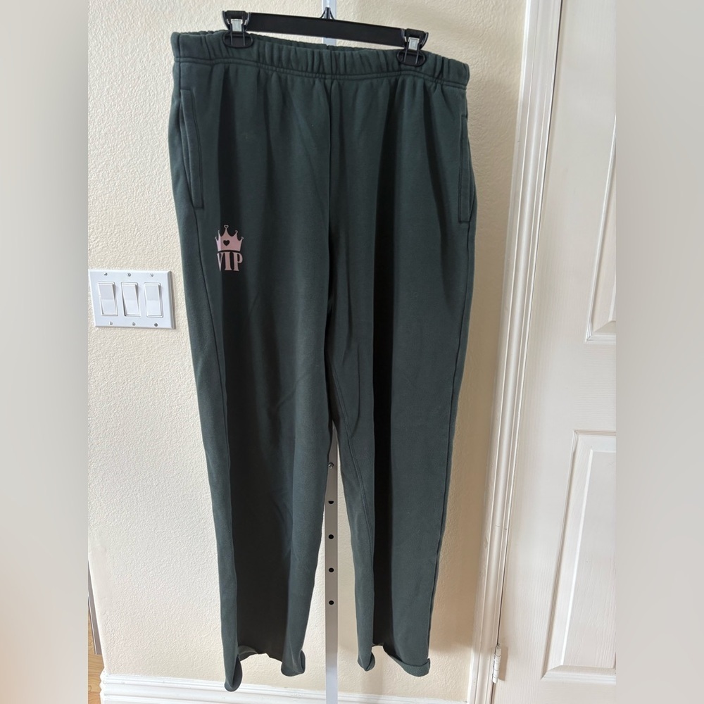 Skims Cotton Fleece Classic Straight Leg Pant in Spruce - Size L - Picture 2 of 5